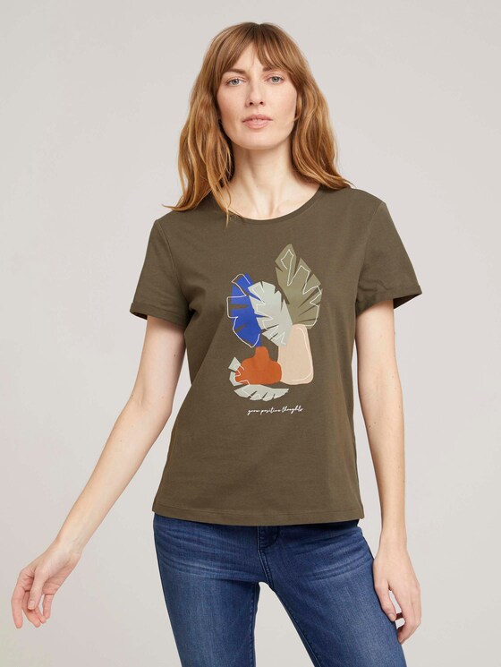 T-Shirt mit Bio-Baumwolle - Frauen - Grape Leaf Green T-Shirt mit Bio-Baumwolle - Frauen - Grape Leaf Green - 1 - TOM TAILOR