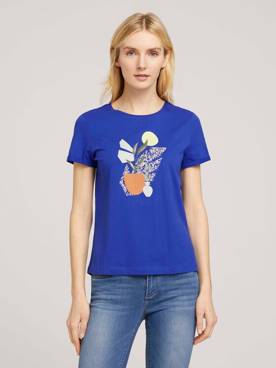 T-Shirt mit Bio-Baumwolle - Frauen - anemone blue T-Shirt mit Bio-Baumwolle - Frauen - anemone blue - 1 - TOM TAILOR