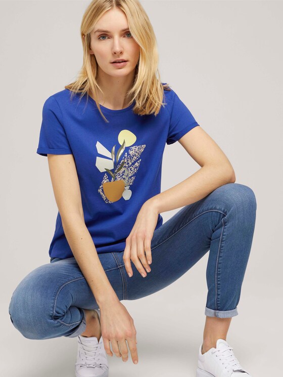 T-Shirt mit Bio-Baumwolle - Frauen - anemone blue T-Shirt mit Bio-Baumwolle - Frauen - anemone blue - 5 - TOM TAILOR