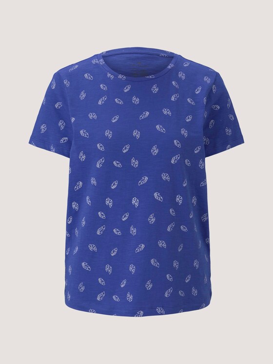 Gemustertes T-Shirt mit Bio-Baumwolle - Frauen - blue white leaves design Gemustertes T-Shirt mit Bio-Baumwolle - Frauen - blue white leaves design - 7 - TOM TAILOR