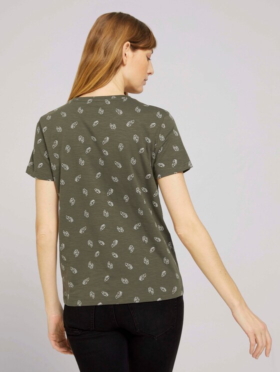 Gemustertes T-Shirt mit Bio-Baumwolle - Frauen - green white leaves design Gemustertes T-Shirt mit Bio-Baumwolle - Frauen - green white leaves design - 2 - TOM TAILOR