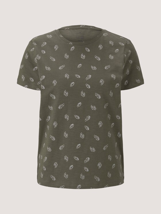 Gemustertes T-Shirt mit Bio-Baumwolle - Frauen - green white leaves design Gemustertes T-Shirt mit Bio-Baumwolle - Frauen - green white leaves design - 7 - TOM TAILOR