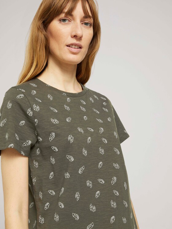 Gemustertes T-Shirt mit Bio-Baumwolle - Frauen - green white leaves design Gemustertes T-Shirt mit Bio-Baumwolle - Frauen - green white leaves design - 9 - TOM TAILOR