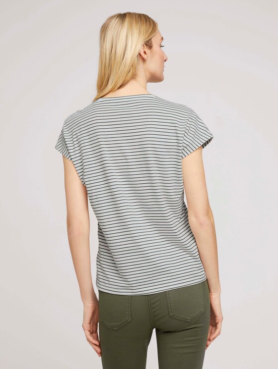 Gestreiftes T-Shirt mit Bio-Baumwolle - Frauen - offwhite khaki stripe Gestreiftes T-Shirt mit Bio-Baumwolle - Frauen - offwhite khaki stripe - 2 - TOM TAILOR