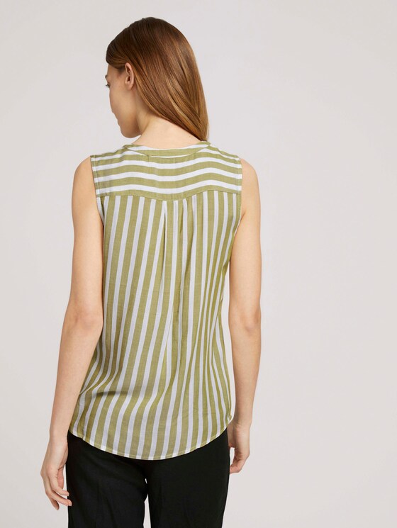 Ärmellose Bluse mit Streifen - Frauen - offwhite green stripe Ärmellose Bluse mit Streifen - Frauen - offwhite green stripe - 2 - TOM TAILOR