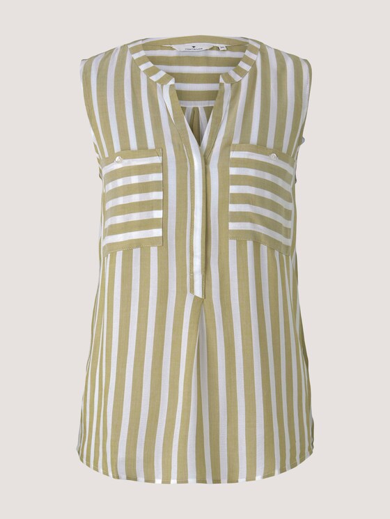 Ärmellose Bluse mit Streifen - Frauen - offwhite green stripe Ärmellose Bluse mit Streifen - Frauen - offwhite green stripe - 7 - TOM TAILOR