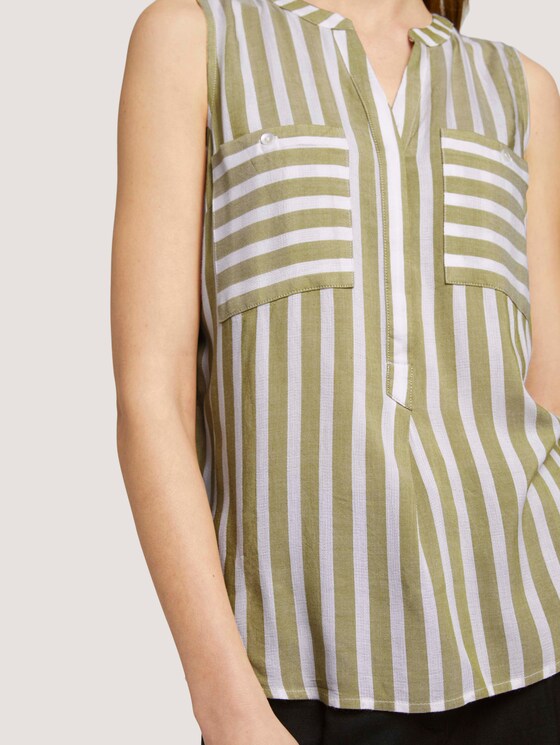 Ärmellose Bluse mit Streifen - Frauen - offwhite green stripe Ärmellose Bluse mit Streifen - Frauen - offwhite green stripe - 9 - TOM TAILOR