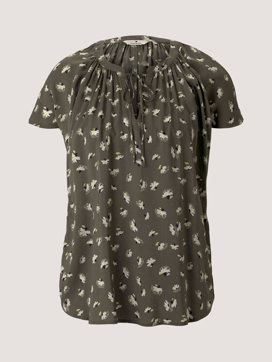 Kurzarm Bluse mit Raffungen - Frauen - khaki small floral design Kurzarm Bluse mit Raffungen - Frauen - khaki small floral design - 7 - TOM TAILOR