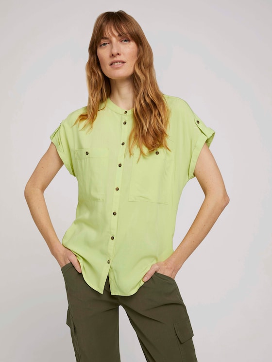 Kurzarm Hemdbluse mit Taschen - Frauen - celery ice Kurzarm Hemdbluse mit Taschen - Frauen - celery ice - 5 - TOM TAILOR