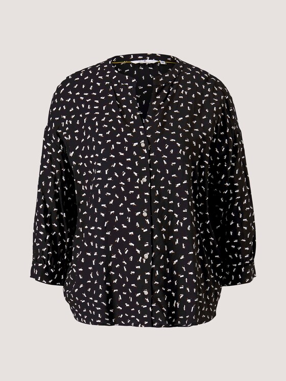 3/4 Arm Bluse mit TENCEL™ - Frauen - black geometrical design 3/4 Arm Bluse mit TENCEL™ - Frauen - black geometrical design - 7 - TOM TAILOR