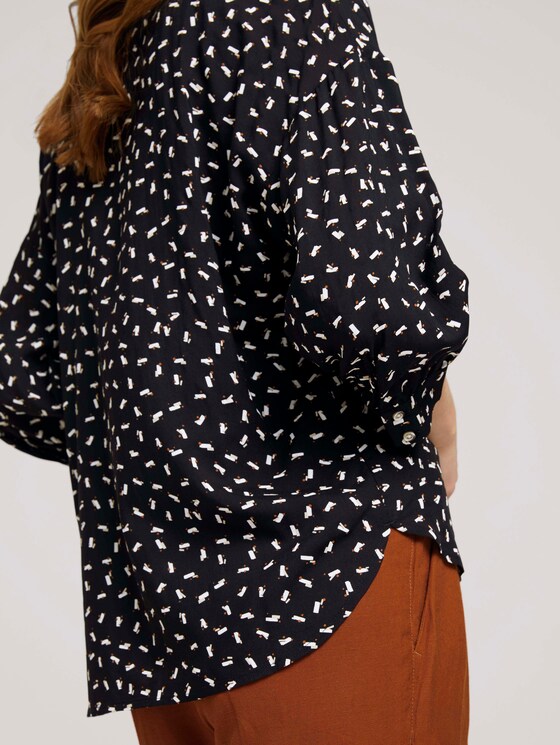 3/4 Arm Bluse mit TENCEL™ - Frauen - black geometrical design 3/4 Arm Bluse mit TENCEL™ - Frauen - black geometrical design - 9 - TOM TAILOR
