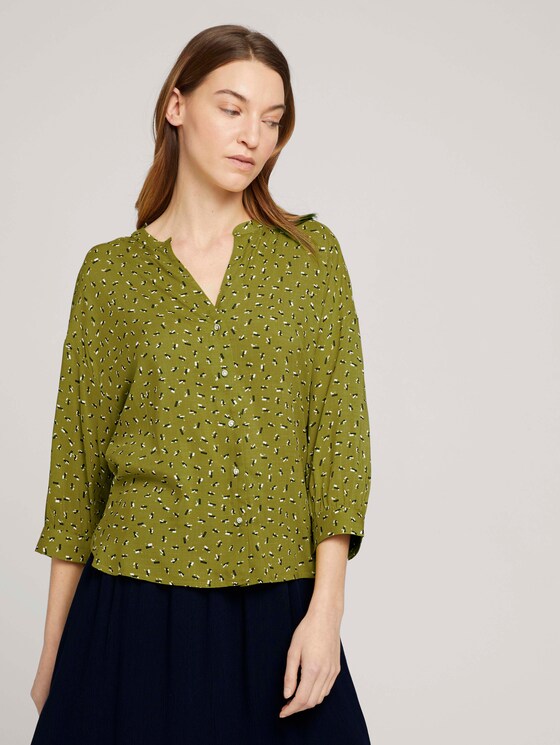 3/4 Arm Bluse mit TENCEL™ - Frauen - green geometrical design 3/4 Arm Bluse mit TENCEL™ - Frauen - green geometrical design - 1 - TOM TAILOR