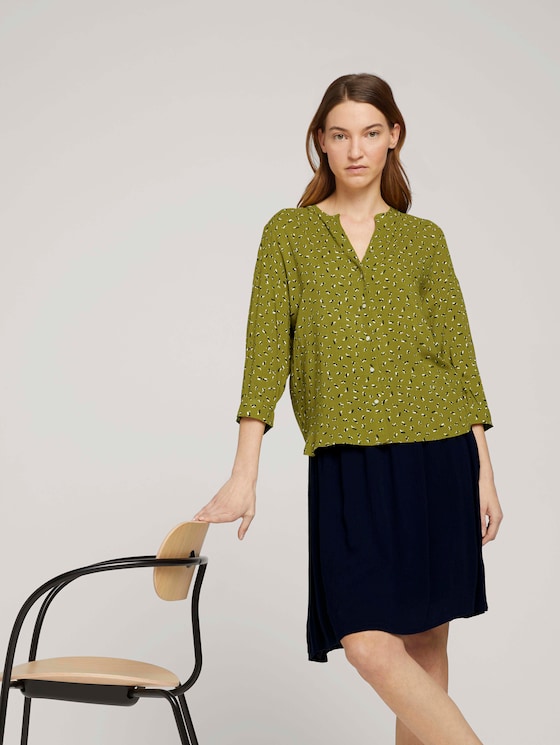 3/4 Arm Bluse mit TENCEL™ - Frauen - green geometrical design 3/4 Arm Bluse mit TENCEL™ - Frauen - green geometrical design - 5 - TOM TAILOR