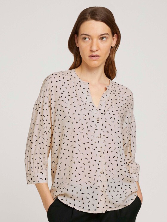 3/4 Arm Bluse mit TENCEL™ - Frauen - beige geometrical design 3/4 Arm Bluse mit TENCEL™ - Frauen - beige geometrical design - 1 - TOM TAILOR