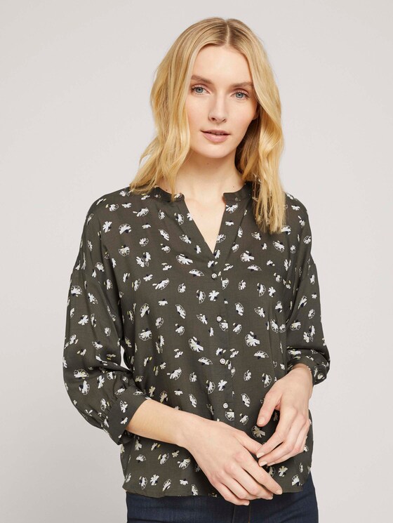 3/4 Arm Bluse mit TENCEL™ - Frauen - khaki small floral design 3/4 Arm Bluse mit TENCEL™ - Frauen - khaki small floral design - 1 - TOM TAILOR
