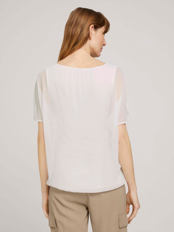 Fließende Bluse im Materialmix - Frauen - Whisper White Fließende Bluse im Materialmix - Frauen - Whisper White - 2 - TOM TAILOR