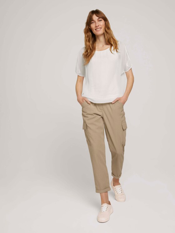 Fließende Bluse im Materialmix - Frauen - Whisper White Fließende Bluse im Materialmix - Frauen - Whisper White - 3 - TOM TAILOR