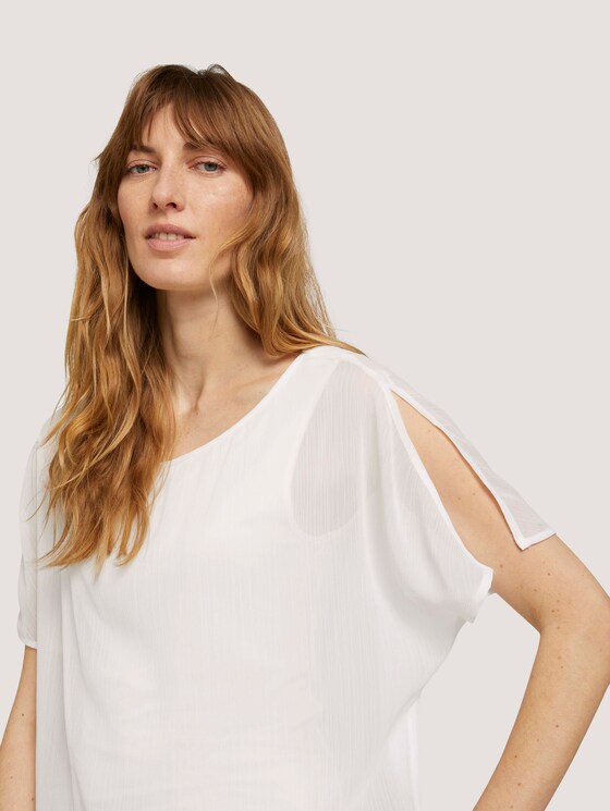 Fließende Bluse im Materialmix - Frauen - Whisper White Fließende Bluse im Materialmix - Frauen - Whisper White - 9 - TOM TAILOR