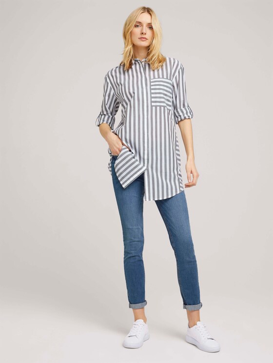 Lange Hemdbluse mit Streifen - Frauen - green vertical stripe Lange Hemdbluse mit Streifen - Frauen - green vertical stripe - 3 - TOM TAILOR