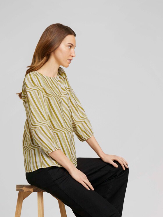 Blouse met dessin met ballonmouwen - Vrouwen - green watercolor stripe Blouse met dessin met ballonmouwen - Vrouwen - green watercolor stripe - 5 - TOM TAILOR