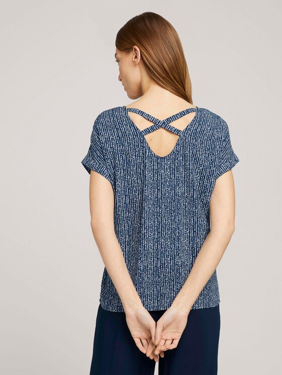 Gemusterte Kurzarmbluse - Frauen - blue minimal design vertical Gemusterte Kurzarmbluse - Frauen - blue minimal design vertical - 2 - TOM TAILOR