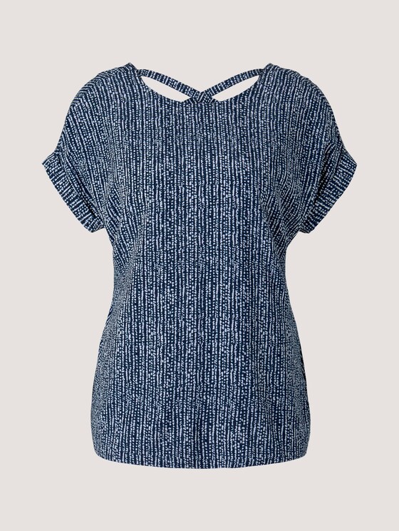 Gemusterte Kurzarmbluse - Frauen - blue minimal design vertical Gemusterte Kurzarmbluse - Frauen - blue minimal design vertical - 7 - TOM TAILOR