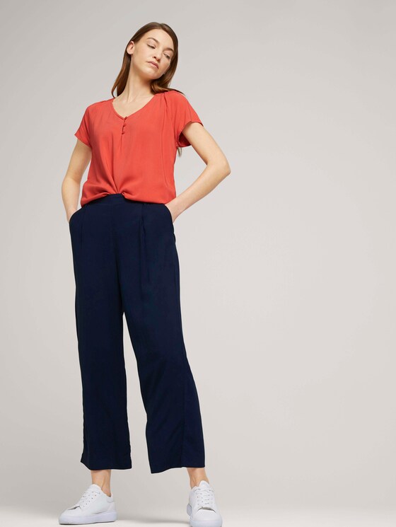 Kurzarmbluse mit Raffungen - Frauen - flamingo flower Kurzarmbluse mit Raffungen - Frauen - flamingo flower - 5 - TOM TAILOR