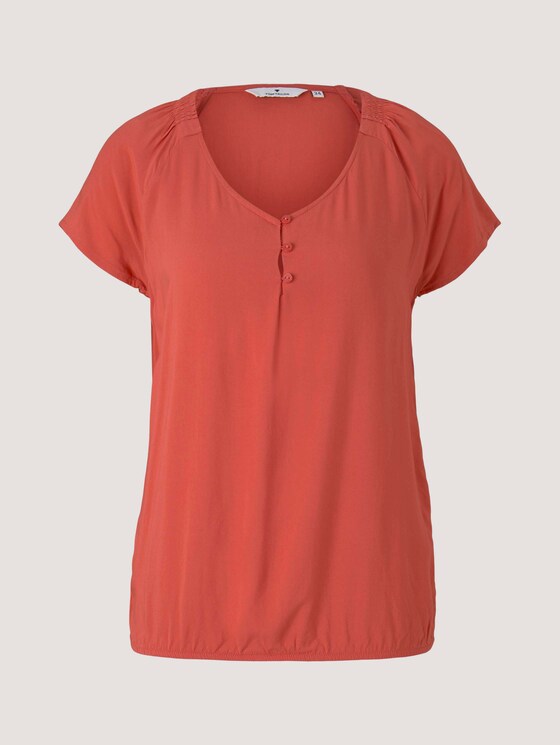 Kurzarmbluse mit Raffungen - Frauen - flamingo flower Kurzarmbluse mit Raffungen - Frauen - flamingo flower - 7 - TOM TAILOR