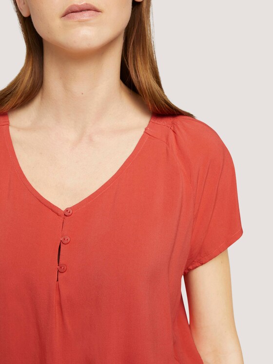 Kurzarmbluse mit Raffungen - Frauen - flamingo flower Kurzarmbluse mit Raffungen - Frauen - flamingo flower - 9 - TOM TAILOR