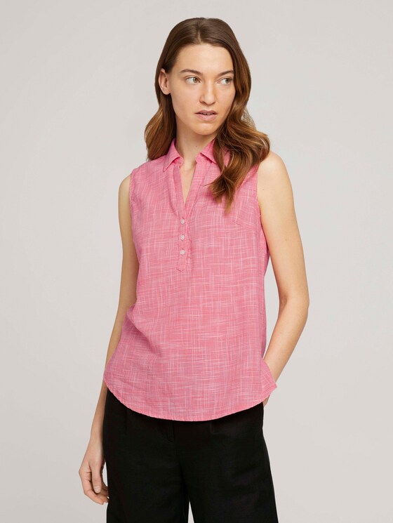Ärmellose Bluse mit Henley - Frauen - flamingo flower Ärmellose Bluse mit Henley - Frauen - flamingo flower - 1 - TOM TAILOR