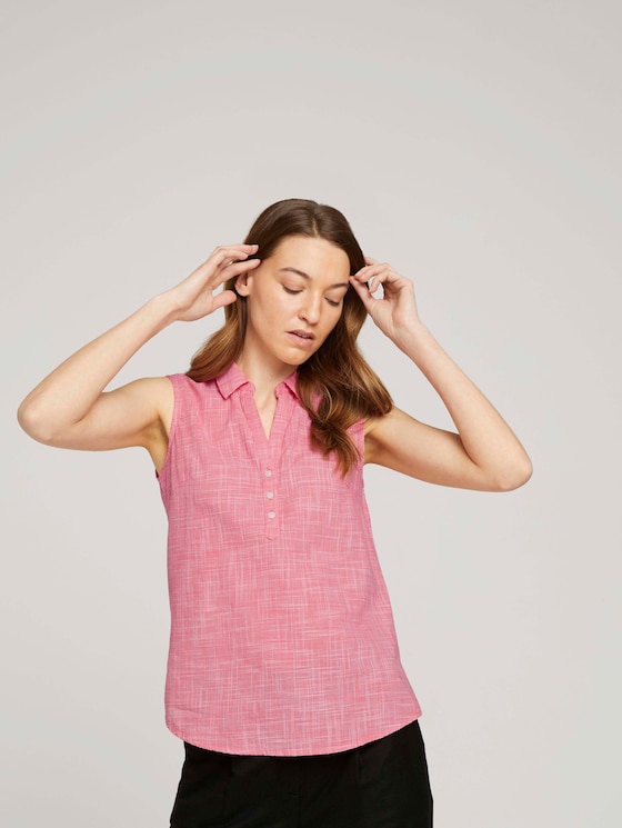 Ärmellose Bluse mit Henley - Frauen - flamingo flower Ärmellose Bluse mit Henley - Frauen - flamingo flower - 5 - TOM TAILOR