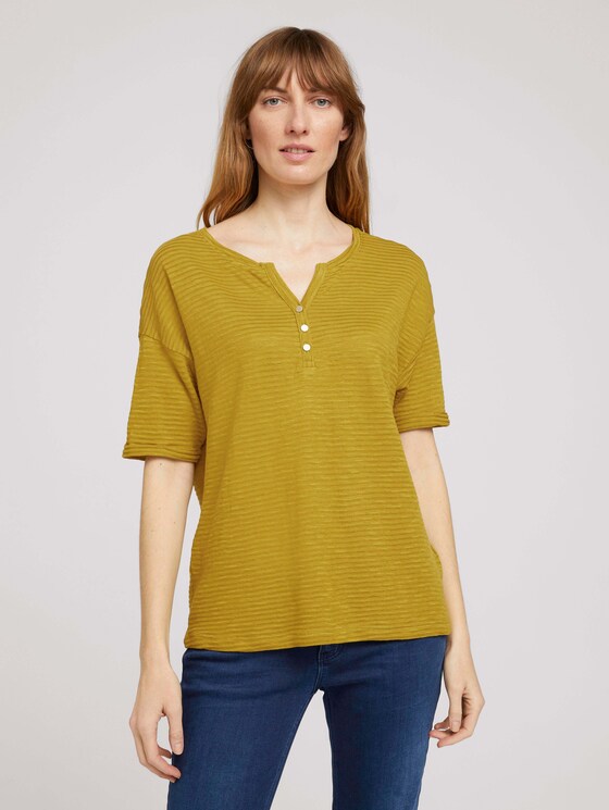 Henley T-Shirt mit Bio-Baumwolle - Frauen - gecko green Henley T-Shirt mit Bio-Baumwolle - Frauen - gecko green - 1 - TOM TAILOR