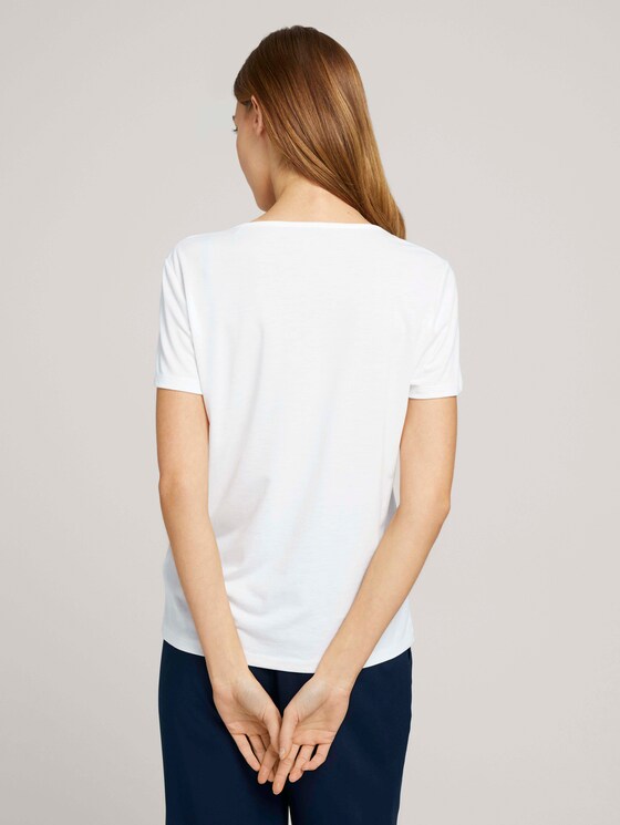 T-Shirt mit V-Ausschnitt - Frauen - Whisper White T-Shirt mit V-Ausschnitt - Frauen - Whisper White - 2 - TOM TAILOR
