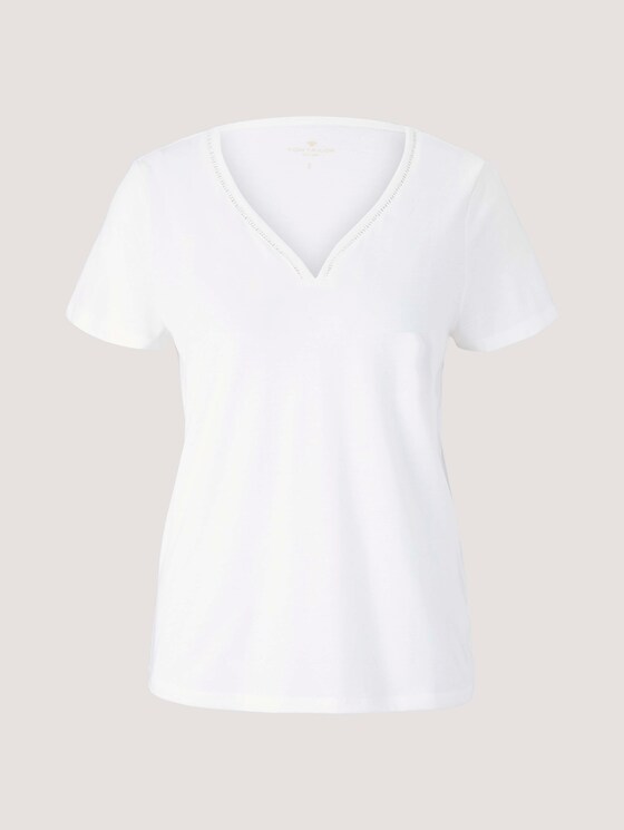 T-Shirt mit V-Ausschnitt - Frauen - Whisper White T-Shirt mit V-Ausschnitt - Frauen - Whisper White - 7 - TOM TAILOR
