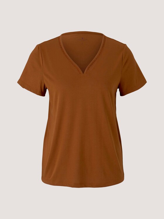 T-Shirt mit V-Ausschnitt - Frauen - Caramel Brown T-Shirt mit V-Ausschnitt - Frauen - Caramel Brown - 7 - TOM TAILOR