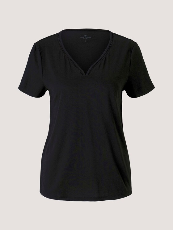 T-Shirt mit V-Ausschnitt - Frauen - deep black T-Shirt mit V-Ausschnitt - Frauen - deep black - 7 - TOM TAILOR