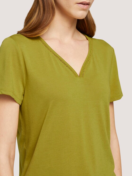 T-Shirt mit V-Ausschnitt - Frauen - gecko green T-Shirt mit V-Ausschnitt - Frauen - gecko green - 9 - TOM TAILOR