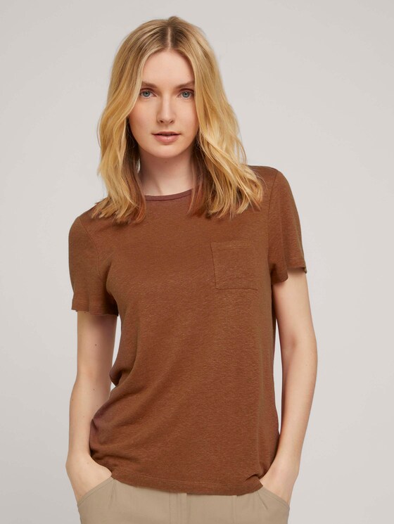 T-Shirt mit Brusttasche - Frauen - Caramel Brown T-Shirt mit Brusttasche - Frauen - Caramel Brown - 1 - TOM TAILOR