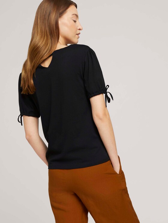 Gemustertes T-Shirt mit Ärmeldetail - Frauen - deep black Gemustertes T-Shirt mit Ärmeldetail - Frauen - deep black - 5 - TOM TAILOR