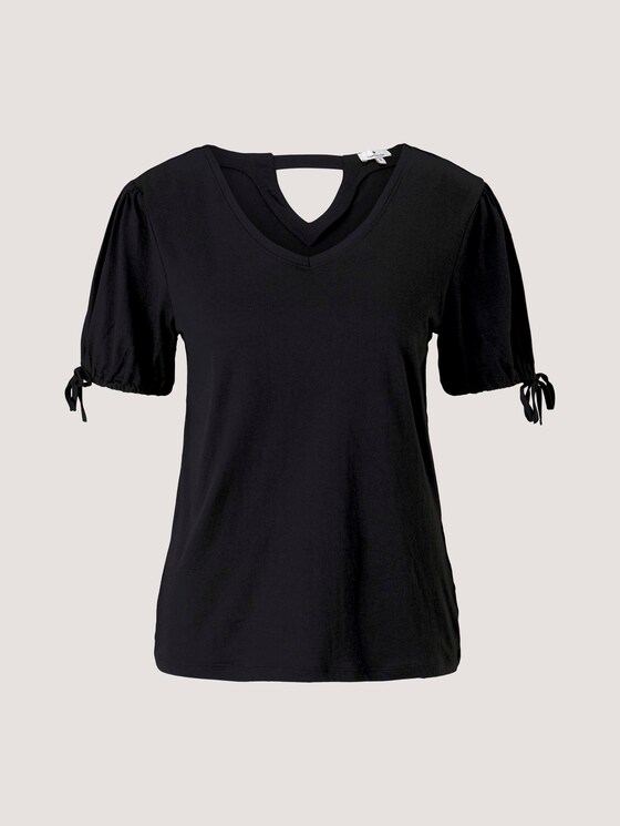 Gemustertes T-Shirt mit Ärmeldetail - Frauen - deep black Gemustertes T-Shirt mit Ärmeldetail - Frauen - deep black - 7 - TOM TAILOR