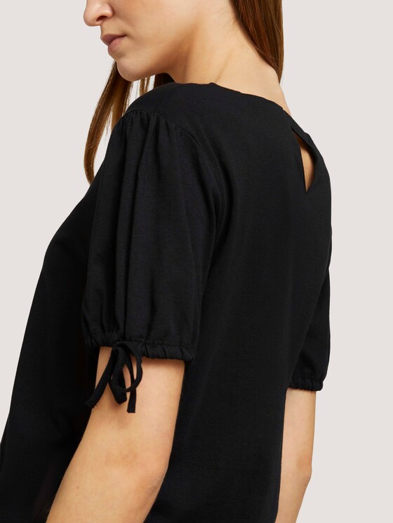 Gemustertes T-Shirt mit Ärmeldetail - Frauen - deep black Gemustertes T-Shirt mit Ärmeldetail - Frauen - deep black - 9 - TOM TAILOR