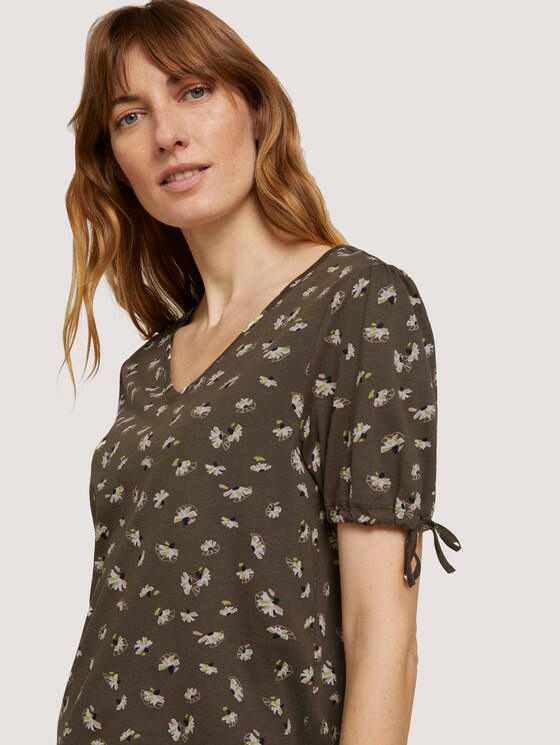 Gemustertes T-Shirt mit Ärmeldetail - Frauen - khaki small floral design Gemustertes T-Shirt mit Ärmeldetail - Frauen - khaki small floral design - 9 - TOM TAILOR