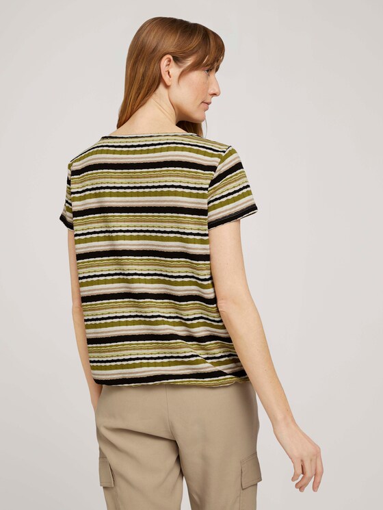 T-Shirt mit Streifenstruktur - Frauen - green multicolor stripe T-Shirt mit Streifenstruktur - Frauen - green multicolor stripe - 2 - TOM TAILOR
