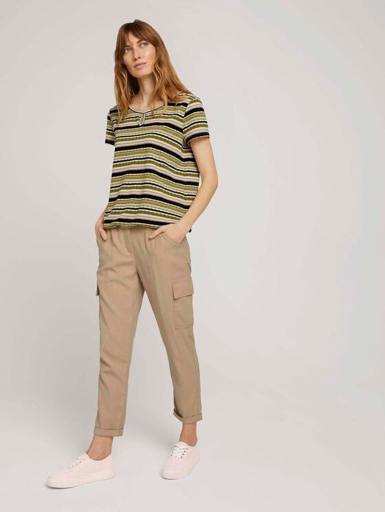 T-Shirt mit Streifenstruktur - Frauen - green multicolor stripe T-Shirt mit Streifenstruktur - Frauen - green multicolor stripe - 3 - TOM TAILOR