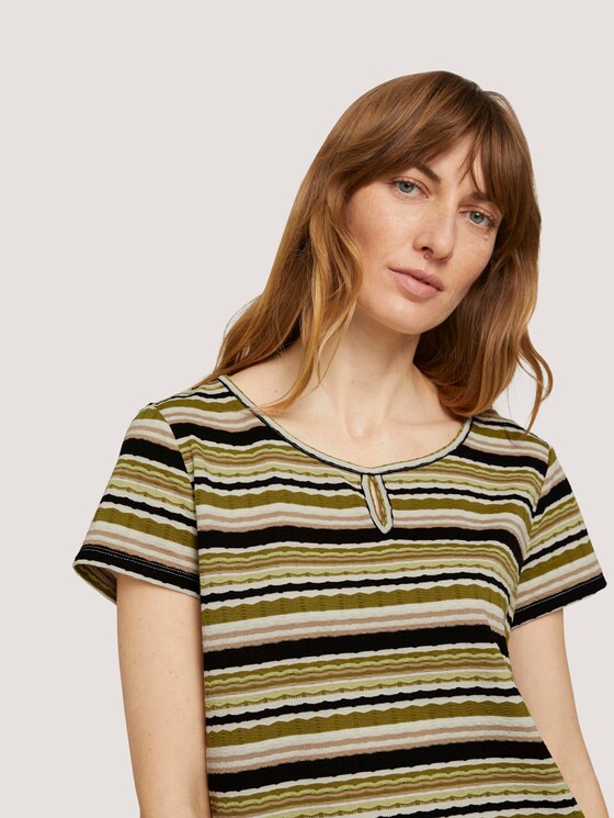 T-Shirt mit Streifenstruktur - Frauen - green multicolor stripe T-Shirt mit Streifenstruktur - Frauen - green multicolor stripe - 9 - TOM TAILOR