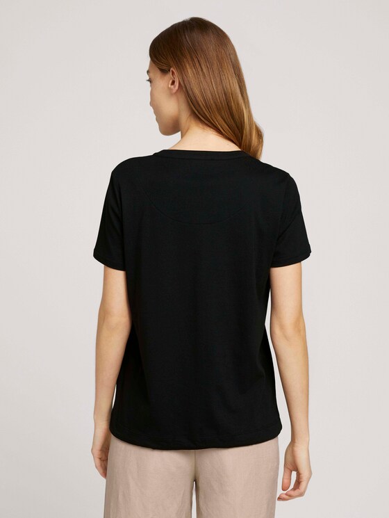 Gemustertes T-Shirt mit TENCEL™ - Frauen - deep black Gemustertes T-Shirt mit TENCEL™ - Frauen - deep black - 2 - TOM TAILOR
