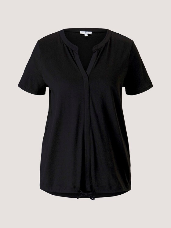 Gemustertes T-Shirt mit TENCEL™ - Frauen - deep black Gemustertes T-Shirt mit TENCEL™ - Frauen - deep black - 7 - TOM TAILOR