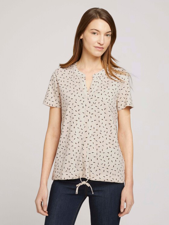 Gemustertes T-Shirt mit TENCEL™ - Frauen - beige geometrical design Gemustertes T-Shirt mit TENCEL™ - Frauen - beige geometrical design - 1 - TOM TAILOR