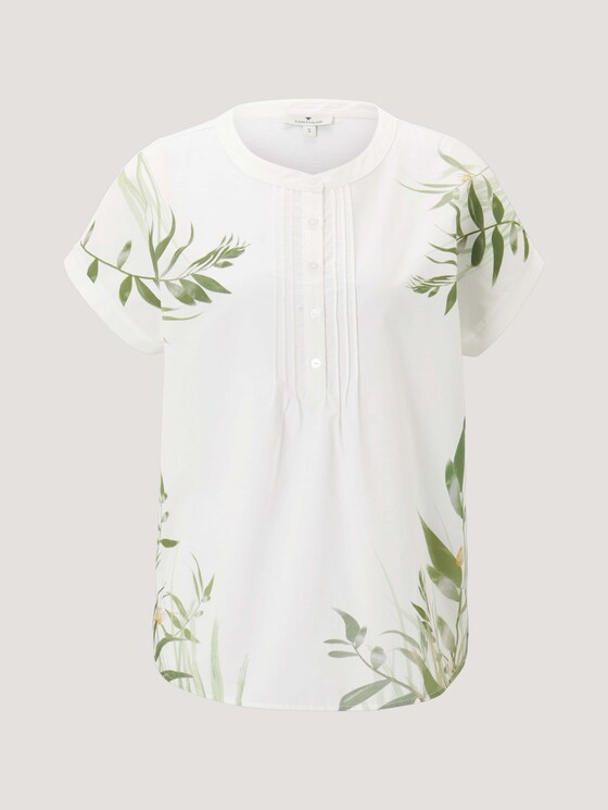 Gemustertes T-Shirt mit Knopfleiste - Frauen - Whisper White Gemustertes T-Shirt mit Knopfleiste - Frauen - Whisper White - 7 - TOM TAILOR