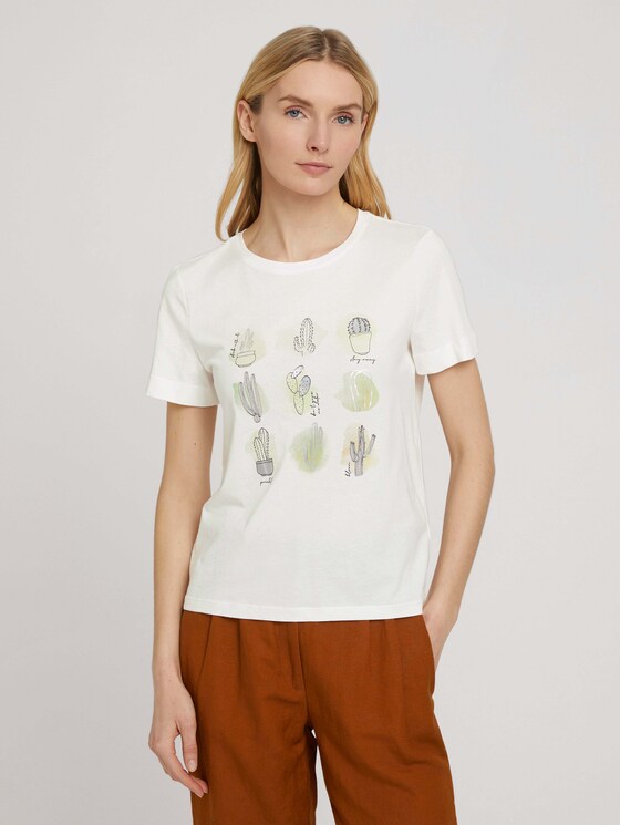 Print T-Shirt mit Bio-Baumwolle - Frauen - Whisper White Print T-Shirt mit Bio-Baumwolle - Frauen - Whisper White - 1 - TOM TAILOR